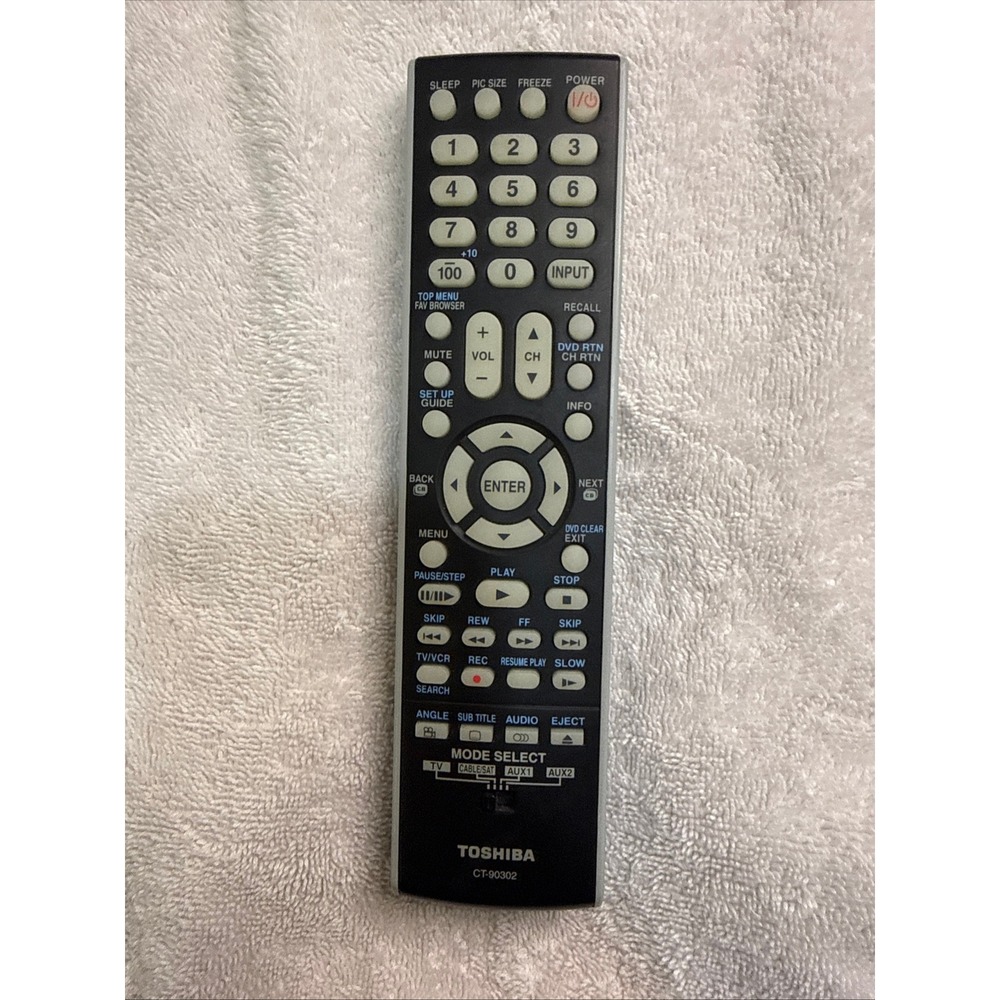 Toshiba Remote Control CT-90302 Black Silver OEM Replacement Tested Good!